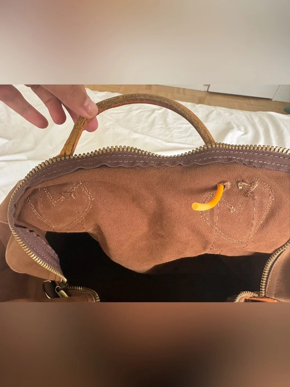 Vintage 1970s  L.L. Bean Canvas Duffle Bag Leather Bottom Sawtooth Tag Talon Zip